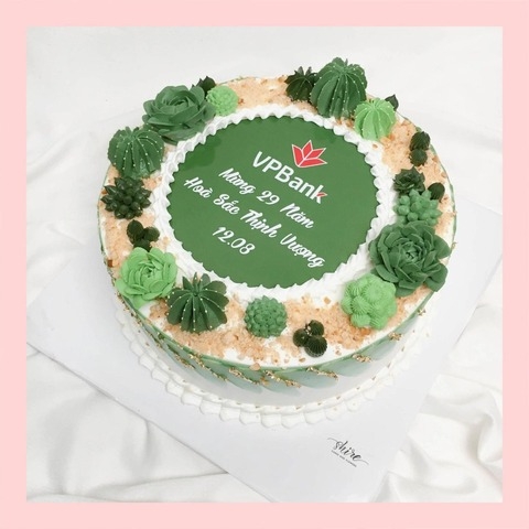 Bánh kem 1 tầng theo logo doanh nghiệp/công ty