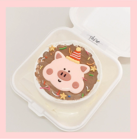 Mini Bento hình heo dễ thương - Bánh kem bơ mini hộp bã mía