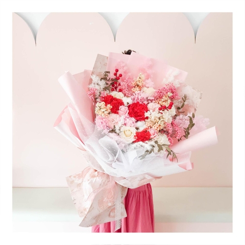 Hoa khô/Hoa bất tử size lớn tone màu hồng/đỏ