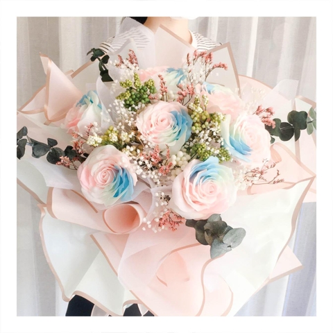 Hoa khô/Hoa bất tử size lớn tone màu hồng/xanh dương