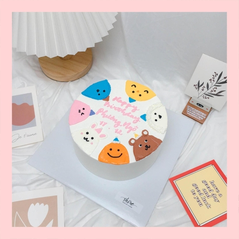 Bánh vẽ hình con gấu dễ thương - Bánh sinh nhật trẻ em
