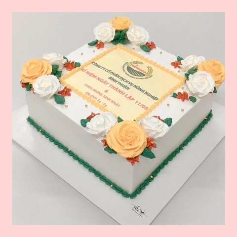 Bánh kem 1 tầng theo logo doanh nghiệp/công ty