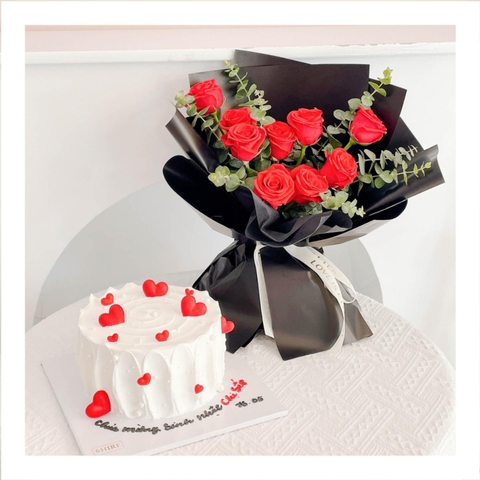 Set bánh & hoa tone đỏ