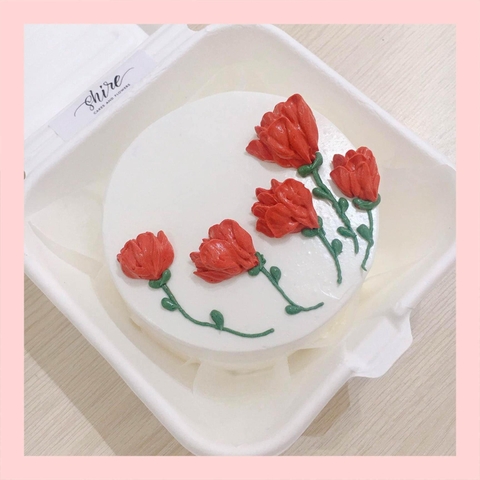 Mini Bento vẽ hoa lá - Bánh kem bơ mini hộp bã mía