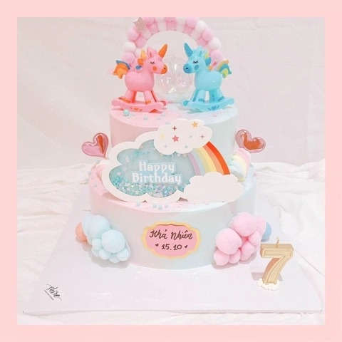Bánh kem 2 tầng cho bé gái - Bánh sinh nhật bé gái hai tầng