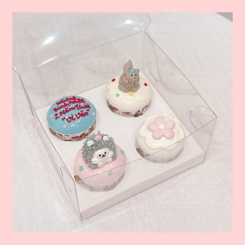 Set cupcake tạo hình bằng kem - Bánh sinh nhật dạng cupcake ổ