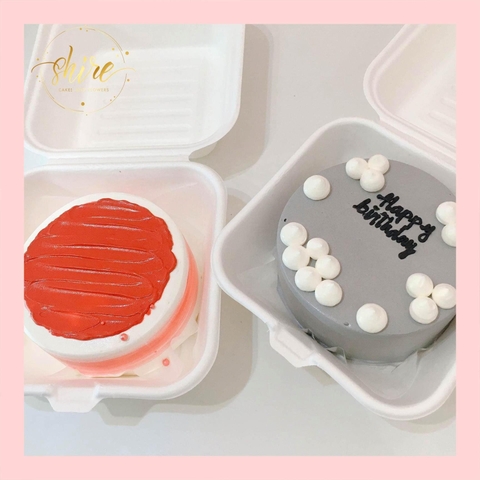 Mini Bento tone màu đỏ - Bánh kem bơ mini hộp bã mía