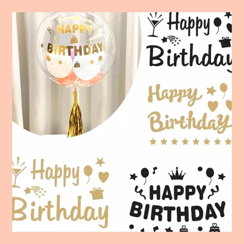 Decal dán bong bóng chữ Happy Birthday (KHÔNG KÈM BÓNG)
