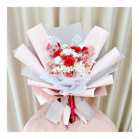 Hoa khô/Hoa bất tử size lớn tone màu hồng/đỏ