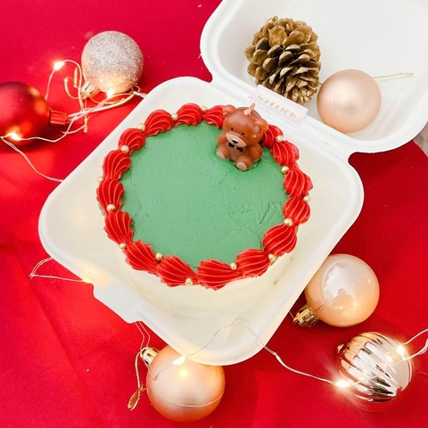 Mini Bento Giáng Sinh 2023 - Bánh kem bơ mini bento hộp bã mía