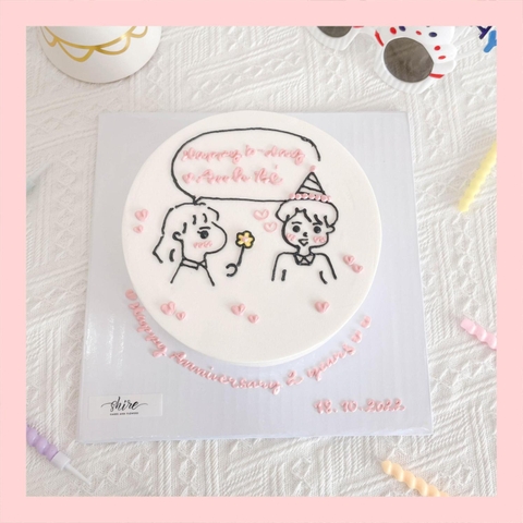 Bánh vẽ hình cặp đôi - Bánh kem sinh nhật
