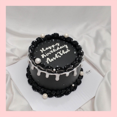 Bánh kem tone trắng đen - Bánh kem sinh nhật