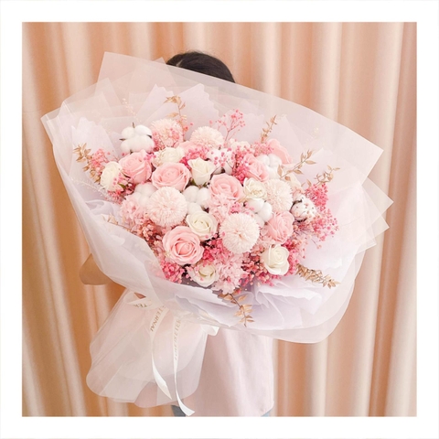 Hoa khô/Hoa bất tử size lớn tone màu hồng/đỏ