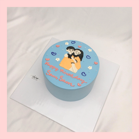 Bánh vẽ hình cặp đôi - Bánh kem sinh nhật