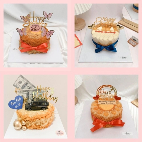 Bông lan trứng muối trang trí phụ kiện hiện đại - Bánh sinh nhật bông lan trứng muối hai loại sốt phô mai và sốt bơ