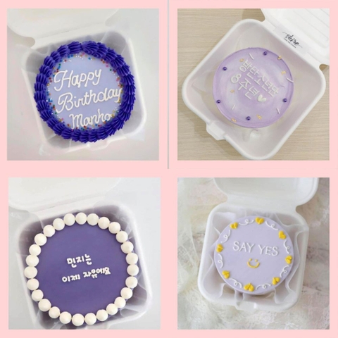 Mini Bento tone màu tím - Bánh kem bơ mini hộp bã mía