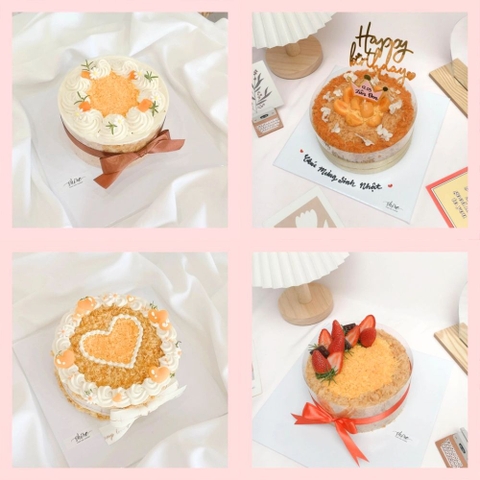 Bông lan trứng muối mẫu tròn  - Bánh sinh nhật bông lan trứng muối hai loại sốt phô mai và sốt bơ