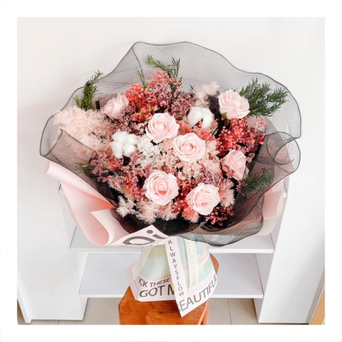 Hoa khô/Hoa bất tử size lớn tone màu hồng/đỏ