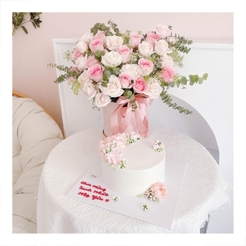 Set bánh & hoa tone hồng