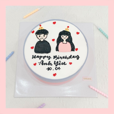 Bánh vẽ hình cặp đôi - Bánh kem sinh nhật
