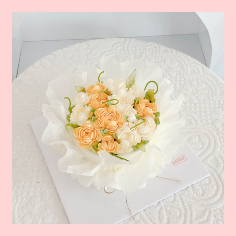 Bánh kem cưới bỏ quả 1 tầng trang trí hoa kem