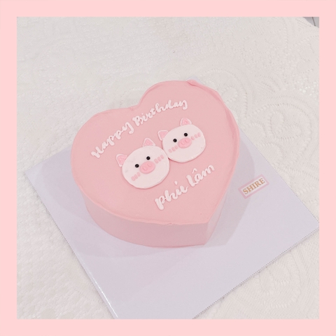 Bánh vẽ hình con heo dễ thương - Bánh sinh nhật trẻ em