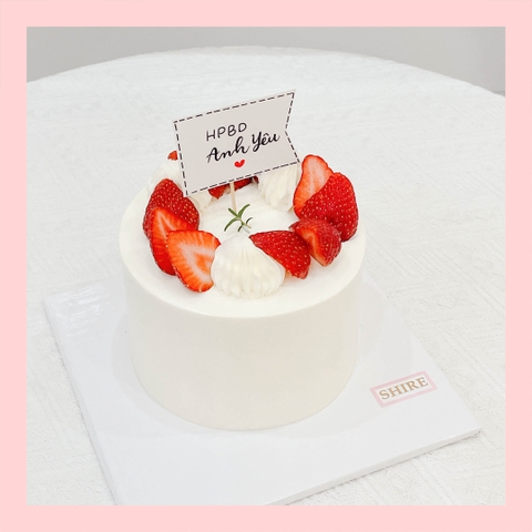 Bánh mini trang trí dâu tây - Bánh kem bơ mini 10-12cm