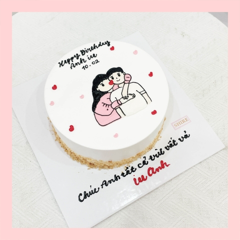 Bánh vẽ hình cặp đôi - Bánh kem sinh nhật
