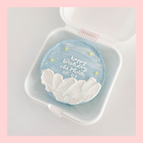 Mini Bento tone màu xanh dương - Bánh kem bơ mini hộp bã mía