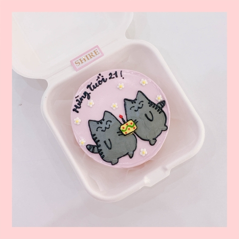 Mini Bento hình mèo dễ thương - Bánh kem bơ mini hộp bã mía