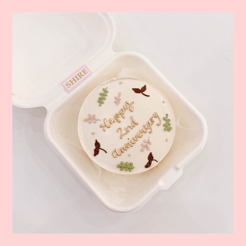 Mini Bento vẽ hoa lá - Bánh kem bơ mini hộp bã mía