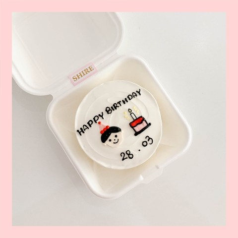 Mini Bento vẽ người - Bánh kem bơ mini hộp bã mía