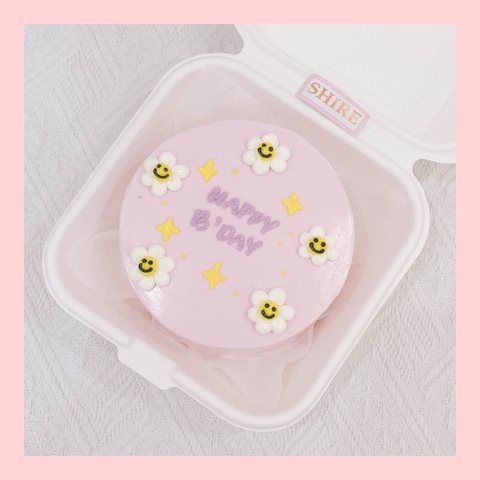 Mini Bento vẽ hoa lá - Bánh kem bơ mini hộp bã mía