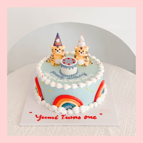 Bánh bơm thú hình con heo/con ếch/con gà/con cọp 3D dễ thương - Bánh sinh nhật trẻ em