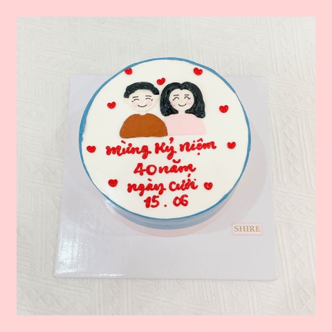 Bánh vẽ hình cặp đôi - Bánh kem sinh nhật