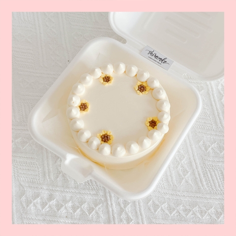 Mini Bento vẽ hoa lá - Bánh kem bơ mini hộp bã mía