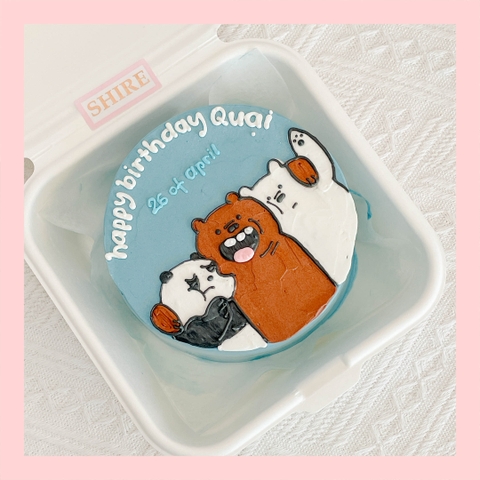 Mini Bento hình gấu dễ thương - Bánh kem bơ mini hộp bã mía
