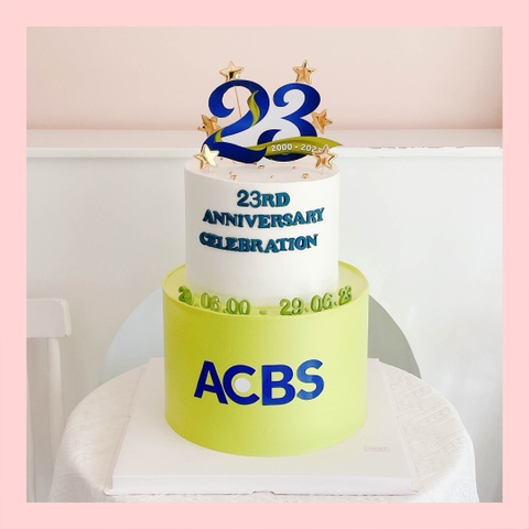 Bánh kem 2 tầng theo logo doanh nghiệp/công ty