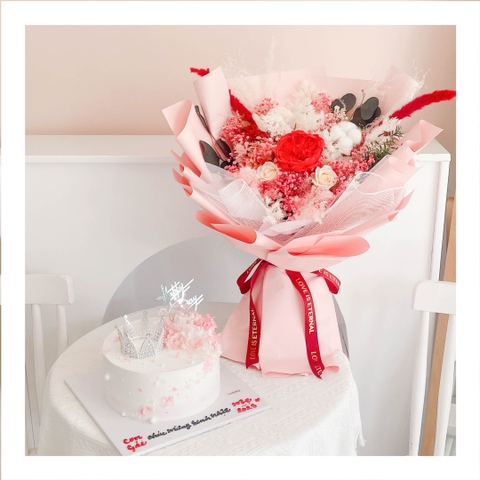 Set bánh & hoa tone hồng