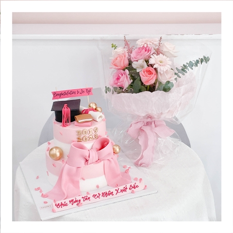 Set bánh & hoa tone hồng