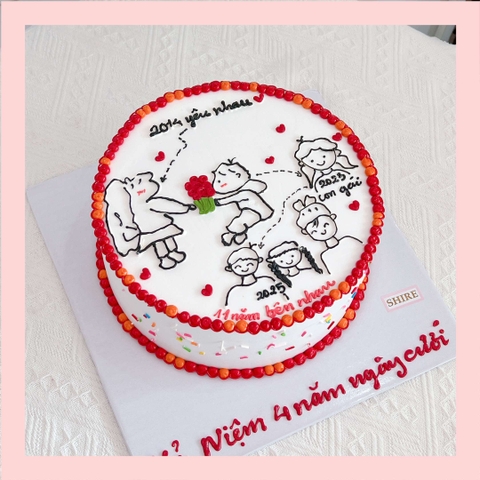 Bánh kem vẽ hình gia đình - Bánh kem sinh nhật