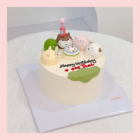 Bánh bơm thú hình con thỏ/con nhím/con cừu/capybara 3D dễ thương - Bánh sinh nhật trẻ em