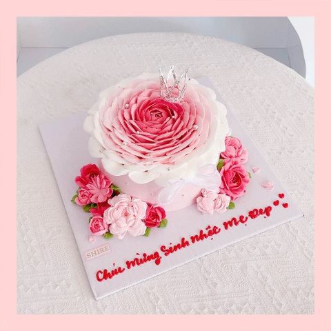 Bánh kem cưới bỏ quả 1 tầng trang trí hoa kem