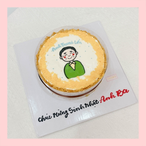 Bông lan trứng muối in hình dễ thương - Bánh sinh nhật bông lan trứng muối hai loại sốt phô mai và sốt bơ