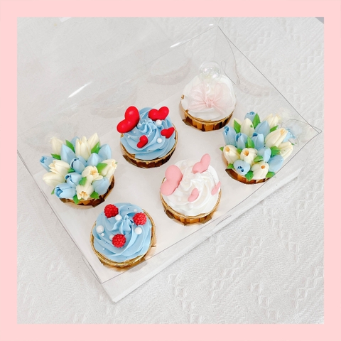 Set cupcake hoa kem bơ - Bánh sinh nhật dạng cupcake ổ