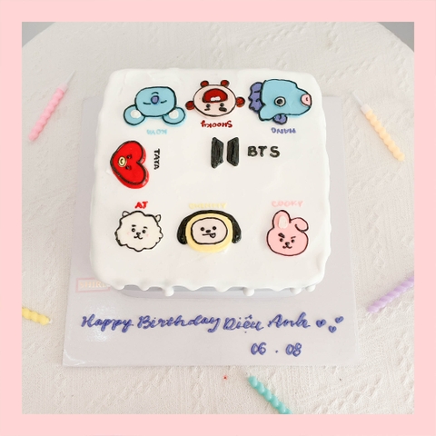 Bánh vẽ hình Totoro/ chó Snoopy/ heo Peppa/ mèo Cinnamoroll/ thỏ hồng/ BT21 dễ thương - Bánh sinh nhật trẻ em