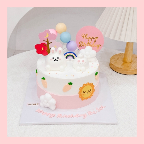 Bánh bơm thú hình con thỏ/con nhím/con cừu/capybara 3D dễ thương - Bánh sinh nhật trẻ em