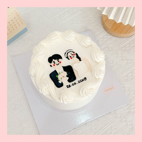 Bánh vẽ hình cặp đôi - Bánh kem sinh nhật