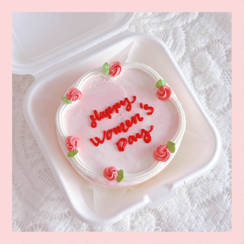 Mini Bento vẽ hoa lá - Bánh kem bơ mini hộp bã mía