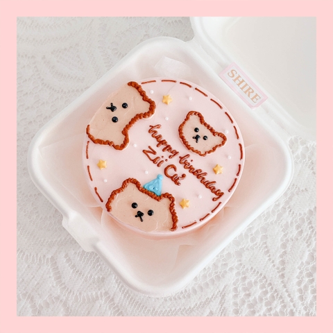 Mini Bento hình gấu dễ thương - Bánh kem bơ mini hộp bã mía
